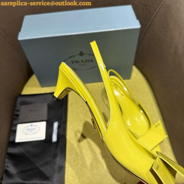 Replica Prada Slingback Pumps 45mm in Yellow Brushed Leather 6