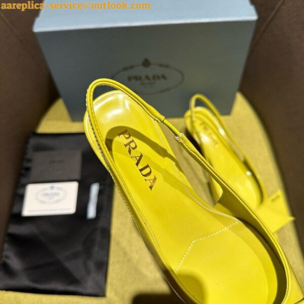 Replica Prada Slingback Pumps 45mm in Yellow Brushed Leather 7