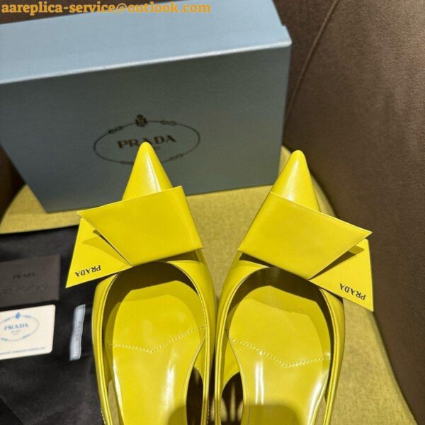 Replica Prada Slingback Pumps 45mm in Yellow Brushed Leather 8