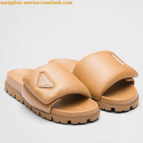 Replica Prada Slides In Brown Soft Padded Nappa Leather 4