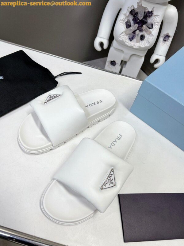 Replica Prada Slides In White Soft Padded Nappa Leather 6