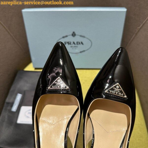 Replica Prada Slingback Pumps 55mm in Black Patent with Crystals Ornament 6