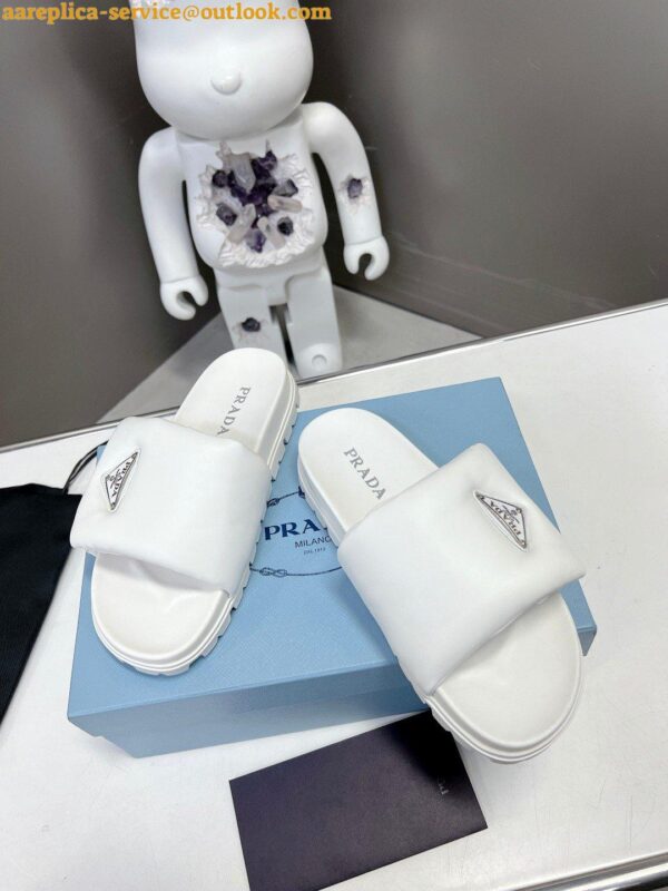 Replica Prada Slides In White Soft Padded Nappa Leather 7