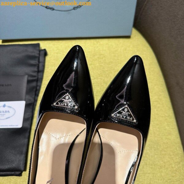 Replica Prada Slingback Pumps 55mm in Black Patent with Crystals Ornament 12