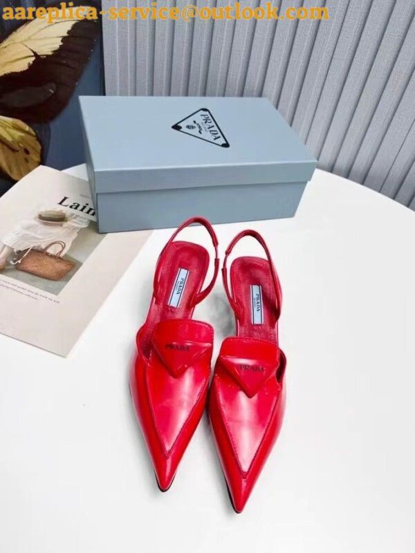 Replica Prada Slingback Pumps 55MM In Red Brushed Leather 3