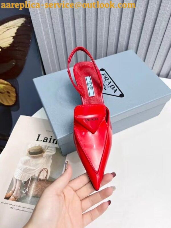 Replica Prada Slingback Pumps 55MM In Red Brushed Leather 4