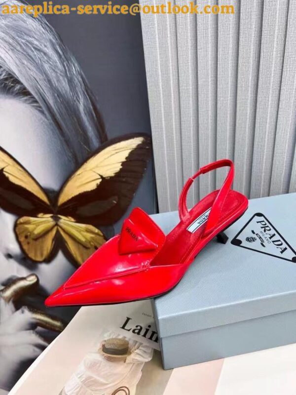 Replica Prada Slingback Pumps 55MM In Red Brushed Leather 6