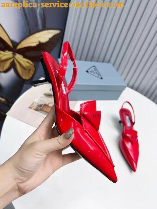 Replica Prada Slingback Pumps 55MM In Red Brushed Leather 7