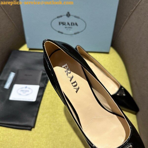 Replica Prada Slingback Pumps 55mm in Black Patent with Crystals Ornament 17