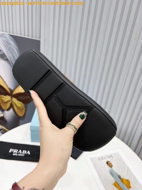 Replica Prada Double-strap Sandals In Brown Leather 11