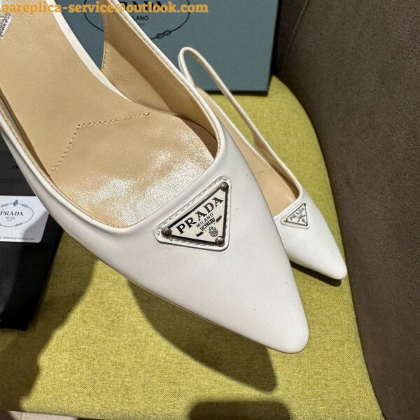 Replica Prada Slingback Pumps 55mm in White Patent Leather 6
