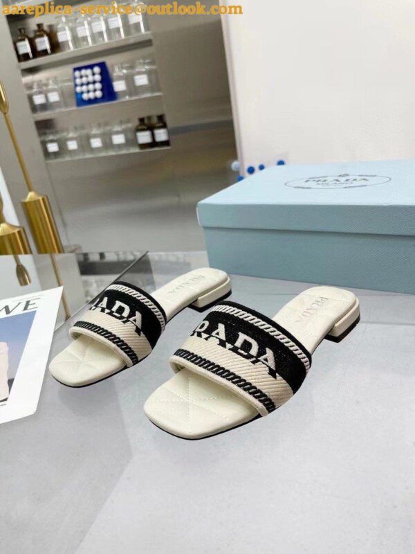 Replica Prada Women's Embroidered Fabric Slides 9