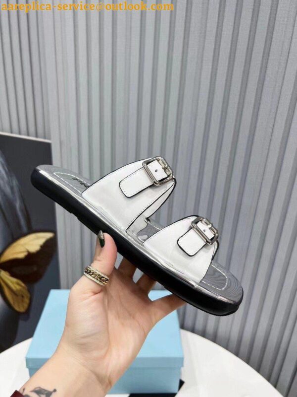 Replica Prada Double-strap Sandals In White Leather 8