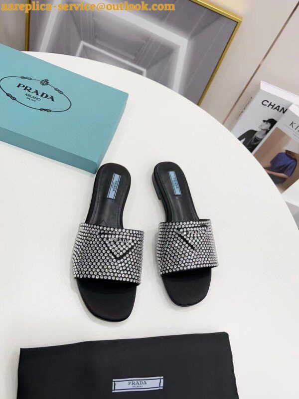 Replica Prada Women's Satin Slides With Crystals 8