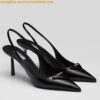 Replica Prada Slingback Pumps 75MM In Powder Brushed Leather 2