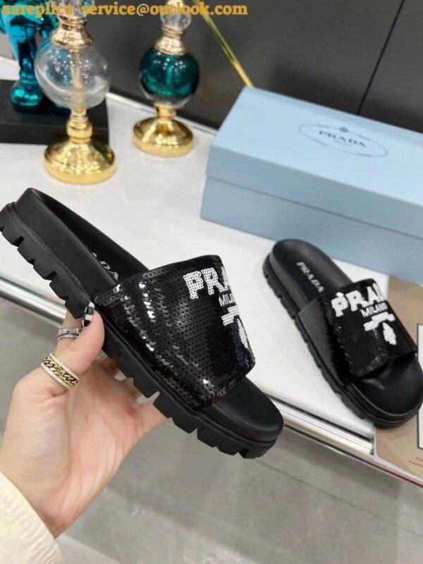 Replica Prada Women's Slides Embroidered With Sequins 10