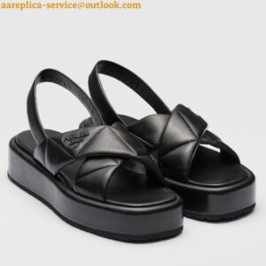 Replica Prada Flatform Sandals In Black Quilted Nappa Leather