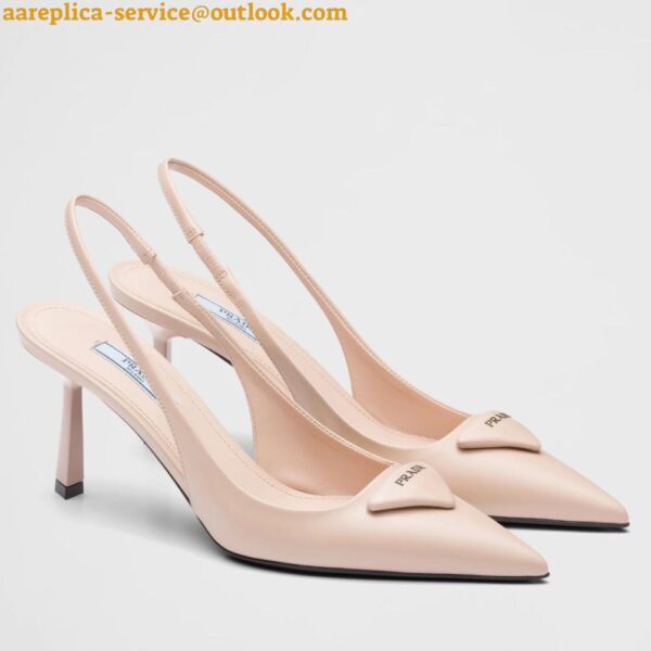 Replica Prada Slingback Pumps 75MM In Powder Brushed Leather 3