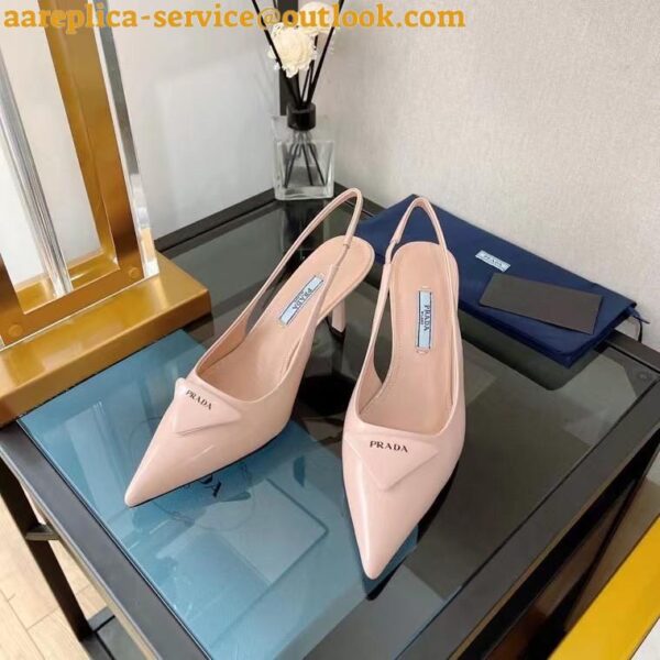 Replica Prada Slingback Pumps 75MM In Powder Brushed Leather 5