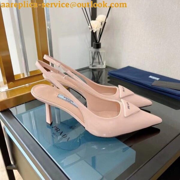 Replica Prada Slingback Pumps 75MM In Powder Brushed Leather 7