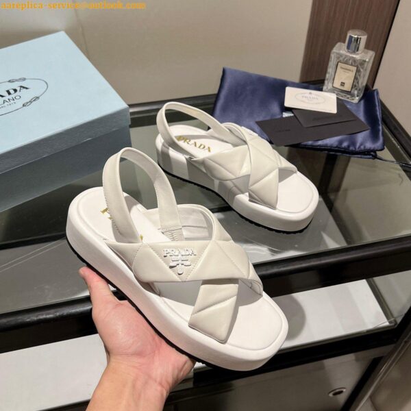 Replica Prada Flatform Sandals In White Quilted Nappa Leather 6