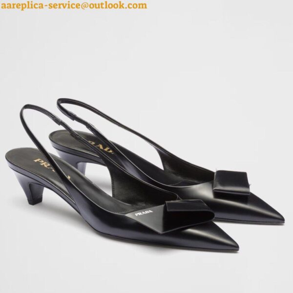 Replica Prada Slingback Pumps In Black Brushed Leather 2