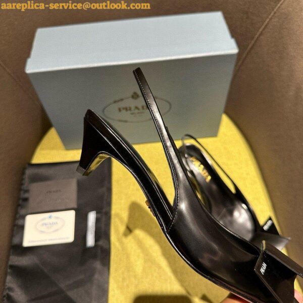 Replica Prada Slingback Pumps In Black Brushed Leather 3