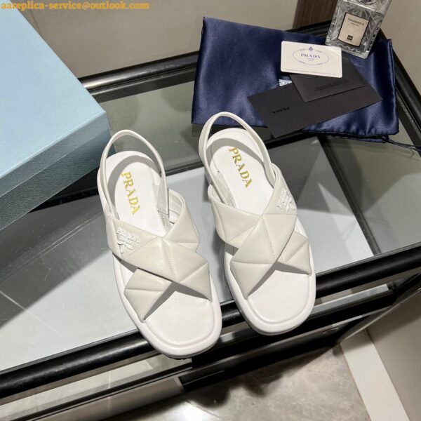 Replica Prada Flatform Sandals In White Quilted Nappa Leather 11