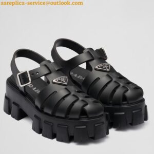 Replica Prada Foam Sandals in Black Rubber