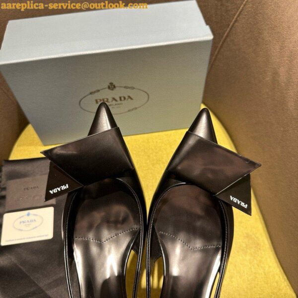 Replica Prada Slingback Pumps In Black Brushed Leather 9