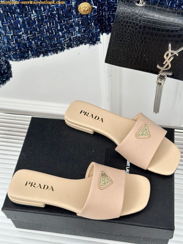 Replica Prada Women's Slides in Beige Saffiano Leather 21