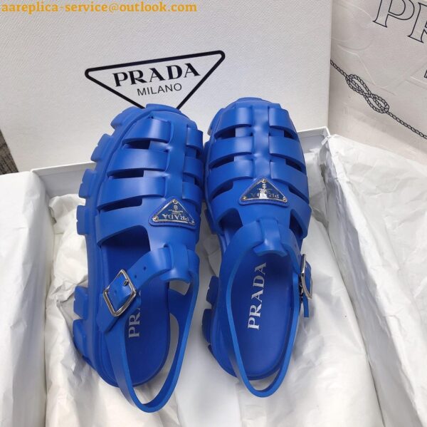 Replica Prada Foam Sandals in Blue Rubber 5