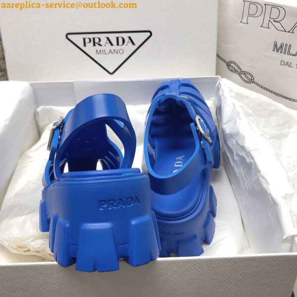 Replica Prada Foam Sandals in Blue Rubber 7