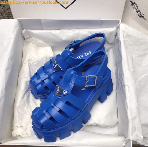 Replica Prada Foam Sandals in Blue Rubber 8