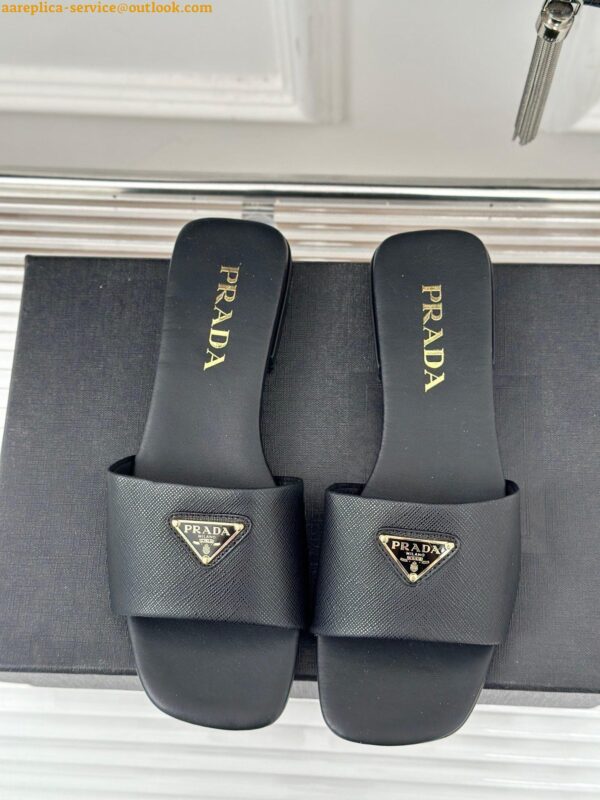 Replica Prada Women's Slides in Black Saffiano Leather 7