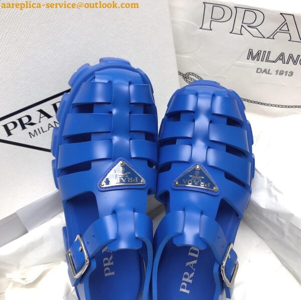 Replica Prada Foam Sandals in Blue Rubber 9