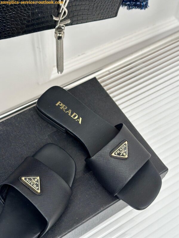 Replica Prada Women's Slides in Black Saffiano Leather 9