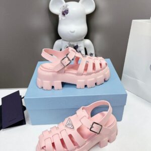 Replica Prada Foam Sandals in Light Pink Rubber 2