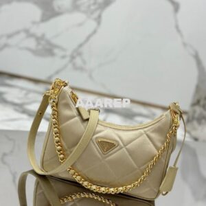 Replica Prada Re-Edition 1995 Chaîne Re-Nylon mini-bag 1BC204 Beige 2