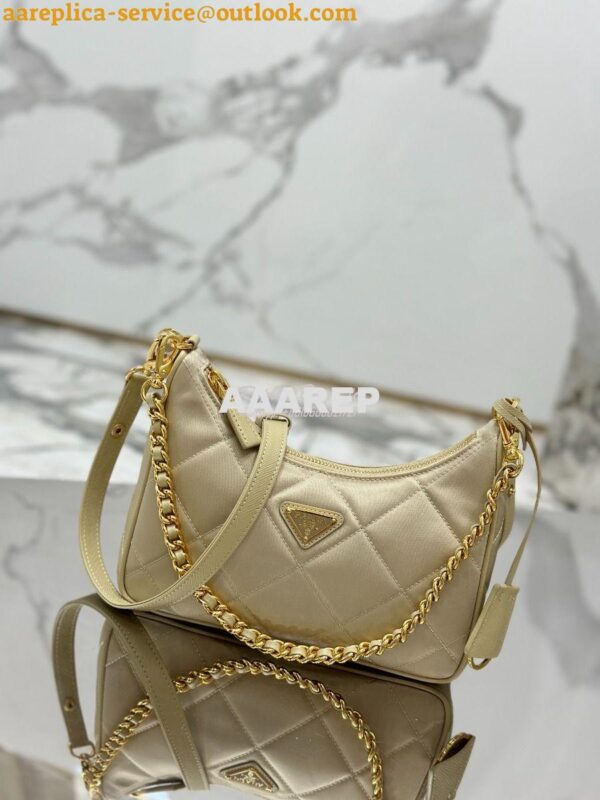 Replica Prada Re-Edition 1995 Chaîne Re-Nylon mini-bag 1BC204 Beige 4