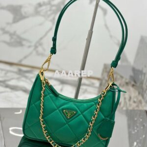 Replica Prada Re-Edition 1995 Chaîne Re-Nylon mini-bag 1BC204 Green