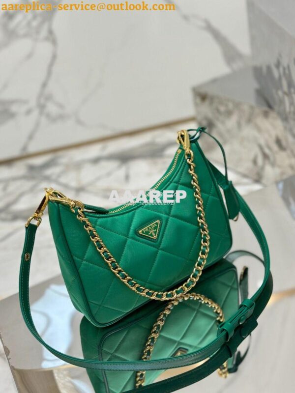 Replica Prada Re-Edition 1995 Chaîne Re-Nylon mini-bag 1BC204 Green 4