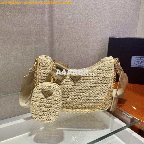 Replica Prada 1BH204 Prada Re-Edition 2005 Raffia Bag in Apricot 3