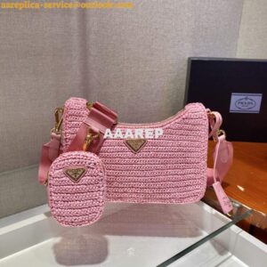 Replica Prada 1BH204 Prada Re-Edition 2005 Raffia Bag in Pink