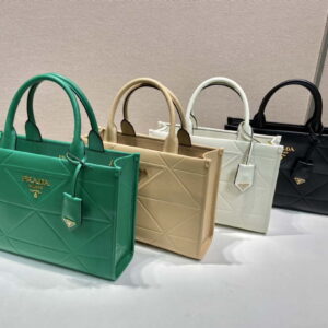 Replica Prada 1BA379 Small leather Prada Symbole bag with topstitching Green