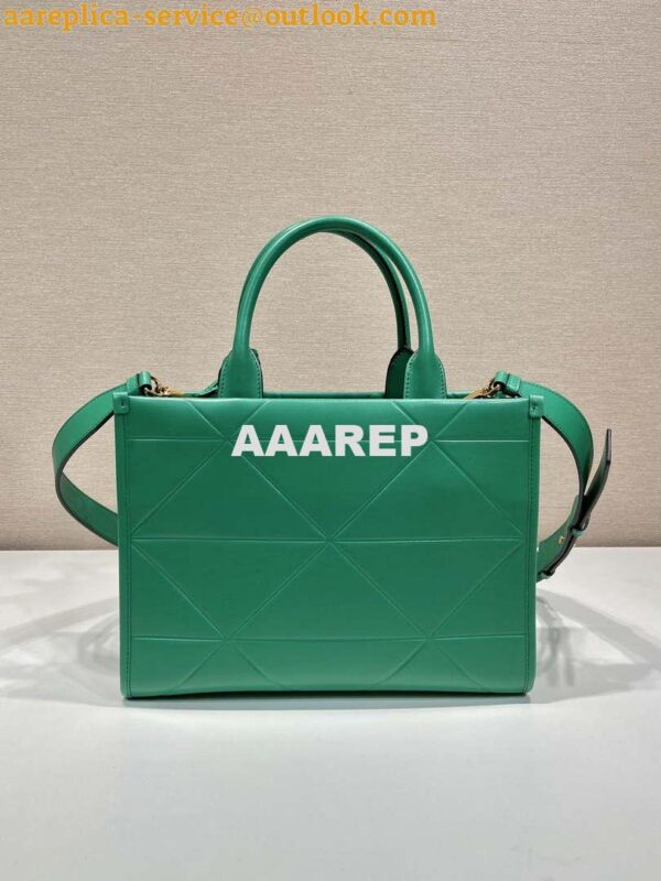 Replica Prada 1BA379 Small leather Prada Symbole bag with topstitching Green 6