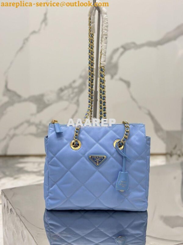 Replica Prada Re-Edition 1995 Chaîne Re-Nylon tote bag 1BG468 Blue 3