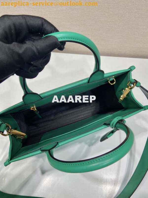 Replica Prada 1BA379 Small leather Prada Symbole bag with topstitching Green 10