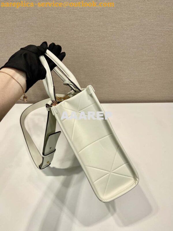 Replica Prada 1BA379 Small leather Prada Symbole bag with topstitching White 6