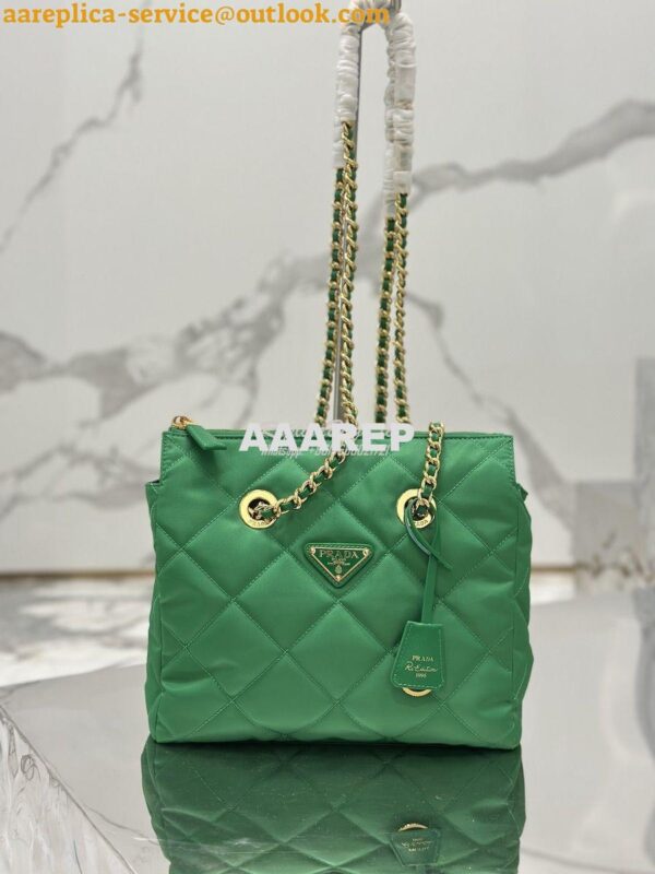 Replica Prada Re-Edition 1995 Chaîne Re-Nylon tote bag 1BG468 Green 3